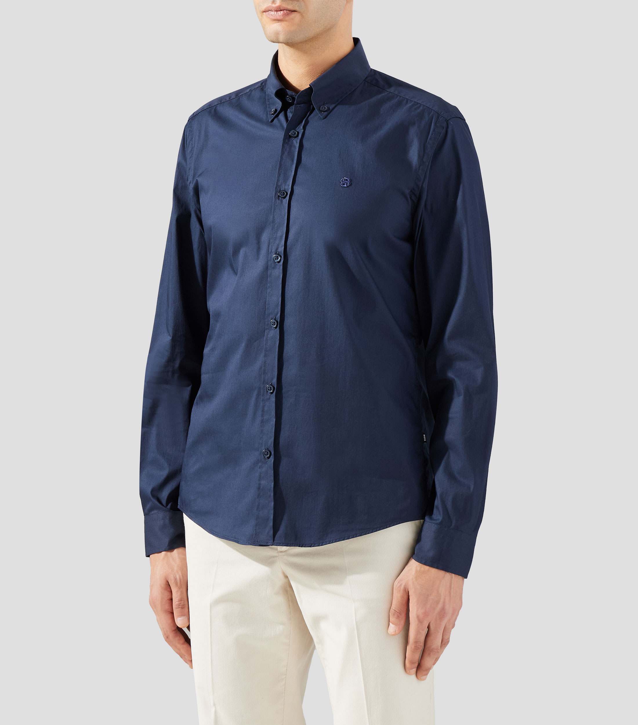 Camisa lisa manga larga Hombre